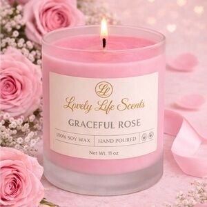 Graceful Rose Pink Soy Candle by Lovely Life Scents
